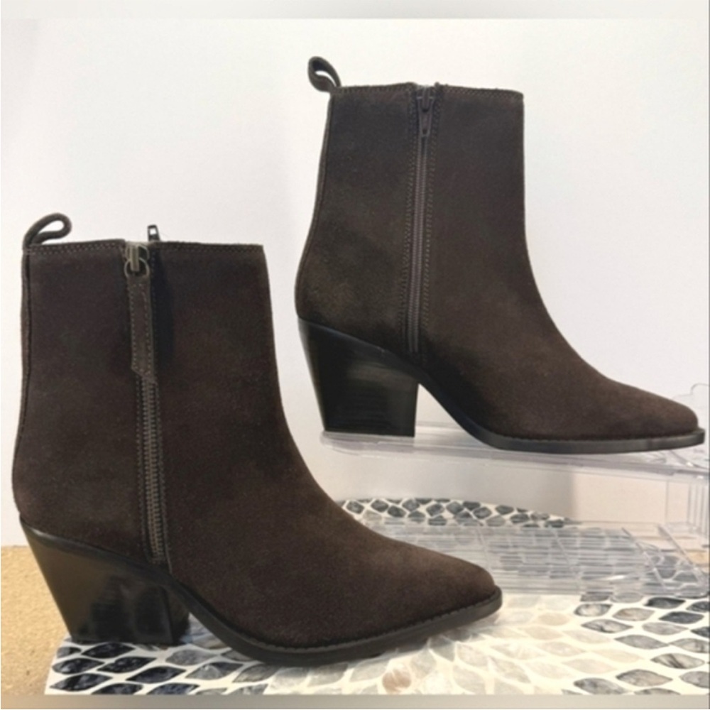 Dark Brown Suede Ankle Boots
